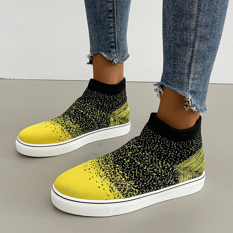 New Style Canvas Female Shoes Trend All Season Female Leisure Trend Shoes Socks Fly Woven High Top Board Shoes Sneaker - Image 5