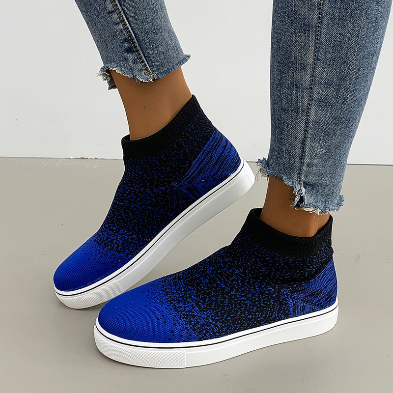 New Style Canvas Female Shoes Trend All Season Female Leisure Trend Shoes Socks Fly Woven High Top Board Shoes Sneaker - Image 7