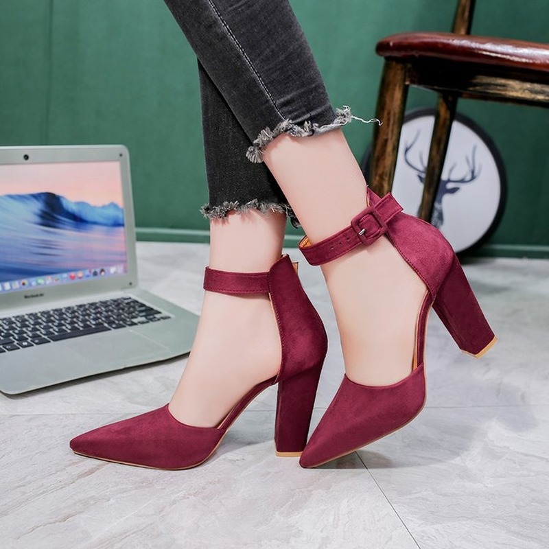 Sandalias femeninas high heels Autumn Flock pointed sandals sexy high heels female summer shoes Female sandals mujer 789