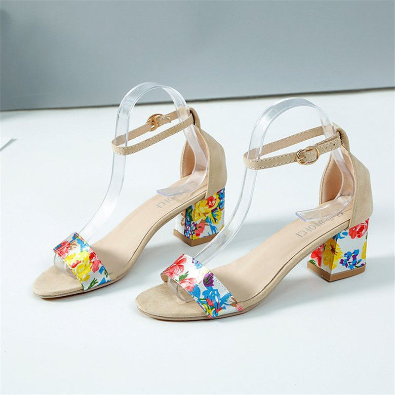 Women Summer Casual Ankle Buckle Sandals Female Square Heel Shoes Open Toe Cover Heel Ladies Fashion Mixed Color Footwear - Image 5