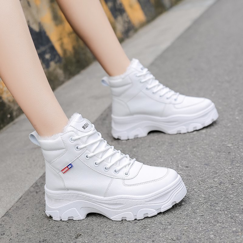 Winter Boots Women Ankle Boots Warm PU Plush Winter Woman Shoes Sneakers Flats Lace Up Ladies Shoes Women Short Snow Boots - Image 3