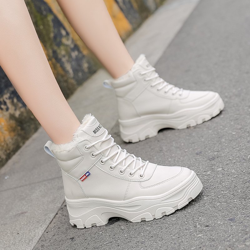 Winter Boots Women Ankle Boots Warm PU Plush Winter Woman Shoes Sneakers Flats Lace Up Ladies Shoes Women Short Snow Boots - Image 4