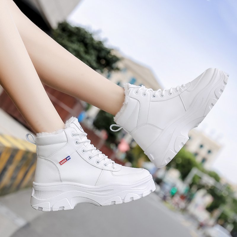 Winter Boots Women Ankle Boots Warm PU Plush Winter Woman Shoes Sneakers Flats Lace Up Ladies Shoes Women Short Snow Boots - Image 5