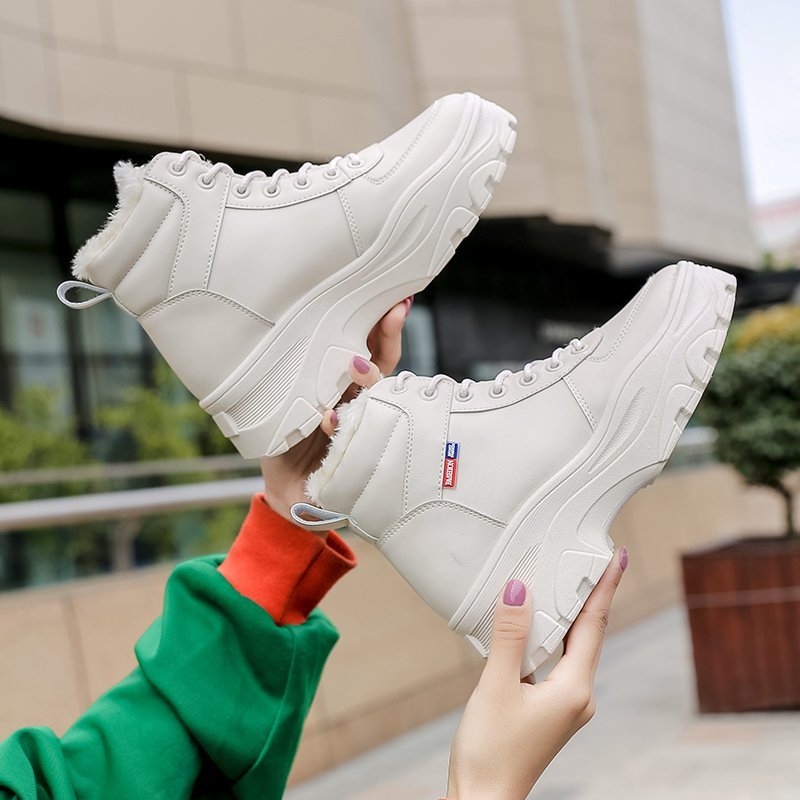 Winter Boots Women Ankle Boots Warm PU Plush Winter Woman Shoes Sneakers Flats Lace Up Ladies Shoes Women Short Snow Boots - Image 6