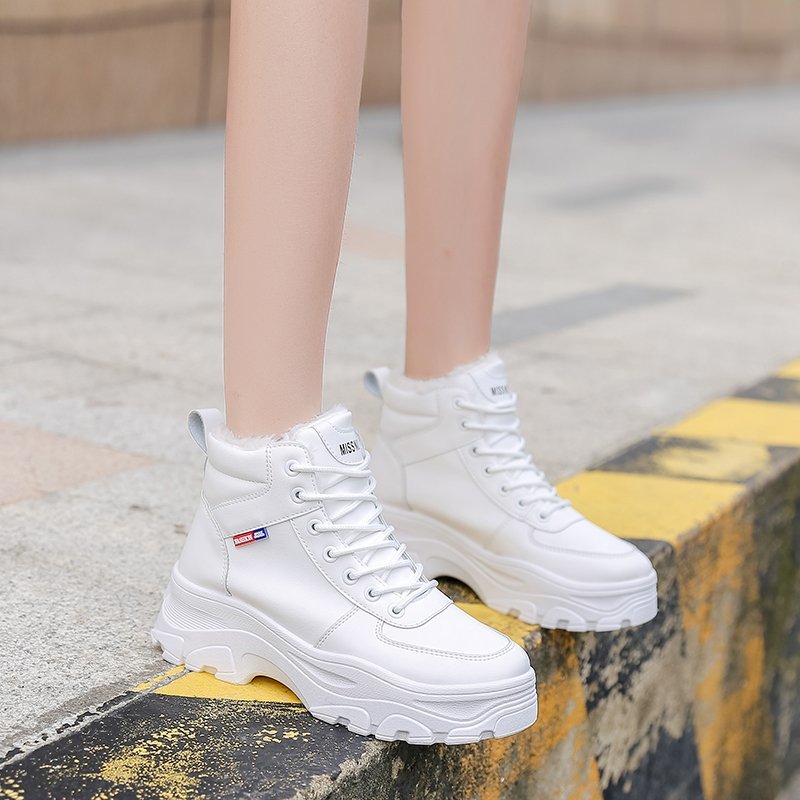 Winter Boots Women Ankle Boots Warm PU Plush Winter Woman Shoes Sneakers Flats Lace Up Ladies Shoes Women Short Snow Boots - Image 7