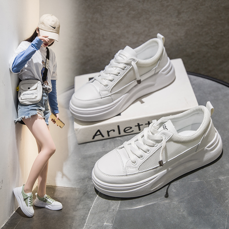 high quality pu Platform Breathable Sneakers women shoes Black Increase 5cm basic Autumn White Casual Shoes woman Student - Image 5