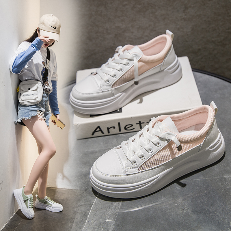 high quality pu Platform Breathable Sneakers women shoes Black Increase 5cm basic Autumn White Casual Shoes woman Student - Image 6