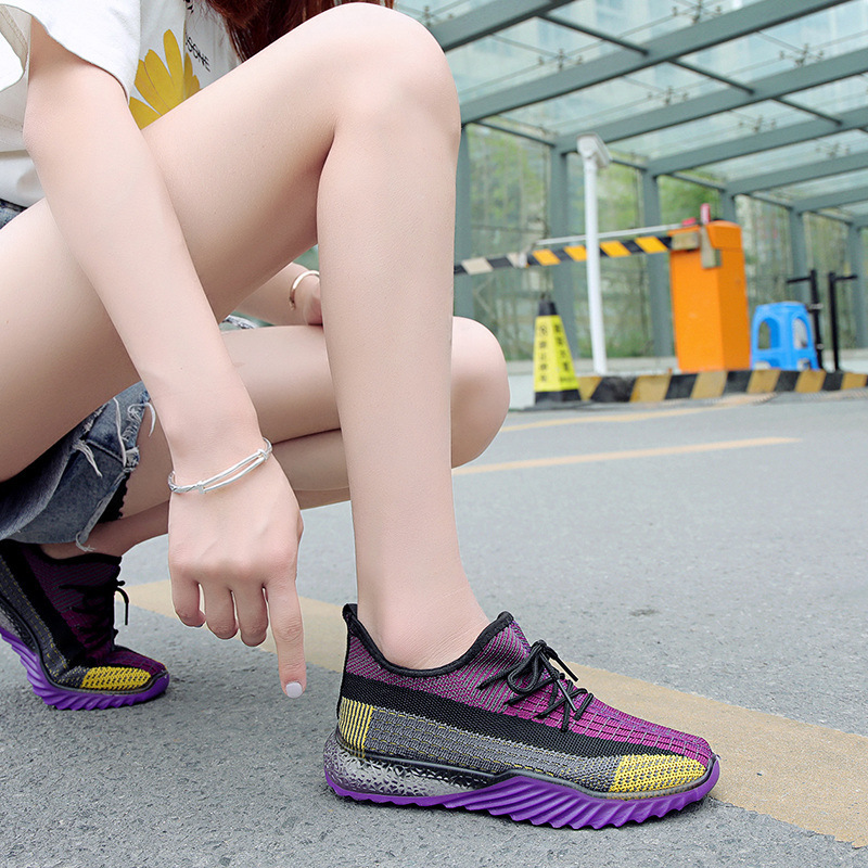 Spring New Women's Shoes, Wild Sports Shoes, Women's Elastic Fabric + Solid Mesh Women's Shoes, Women's Casual Sports Shoes - Image 3