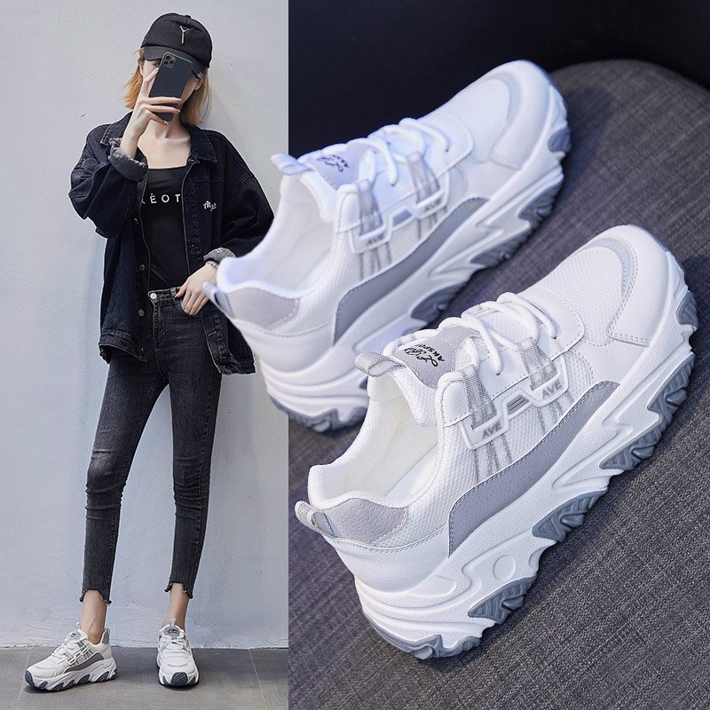 Women Platform Chunky Sneakers Korean Fashion Mixed Colors Sports Casual Shoes Tennis Female Lace Up Woman Vulcanized Shoes - Image 4