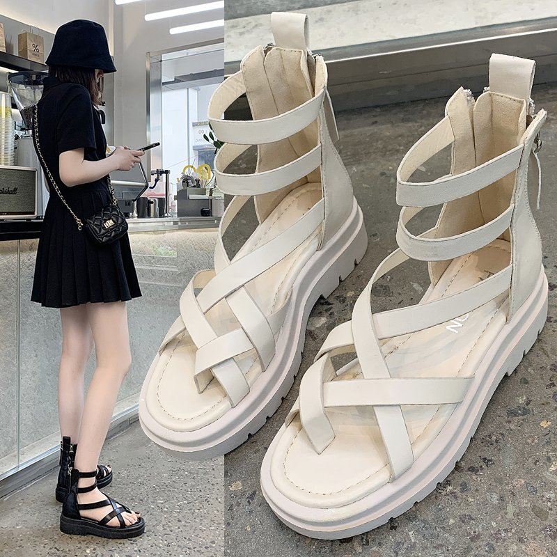 New Summer Women's Sandals Solid Color Wedge Heel Thickened Increased Waterproof Taiwan Fish Mouth Korean Version of Single