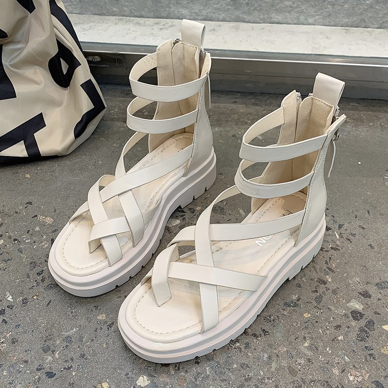 New Summer Women's Sandals Solid Color Wedge Heel Thickened Increased Waterproof Taiwan Fish Mouth Korean Version of Single - Image 3