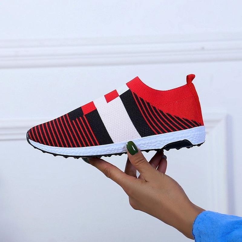 Women's Casual Vulcanized Shoes Woman Mesh Sneakers Women Knitted Flat Ladies Slip On Female Footwear Size 43 Feminino Zapatos - Image 4