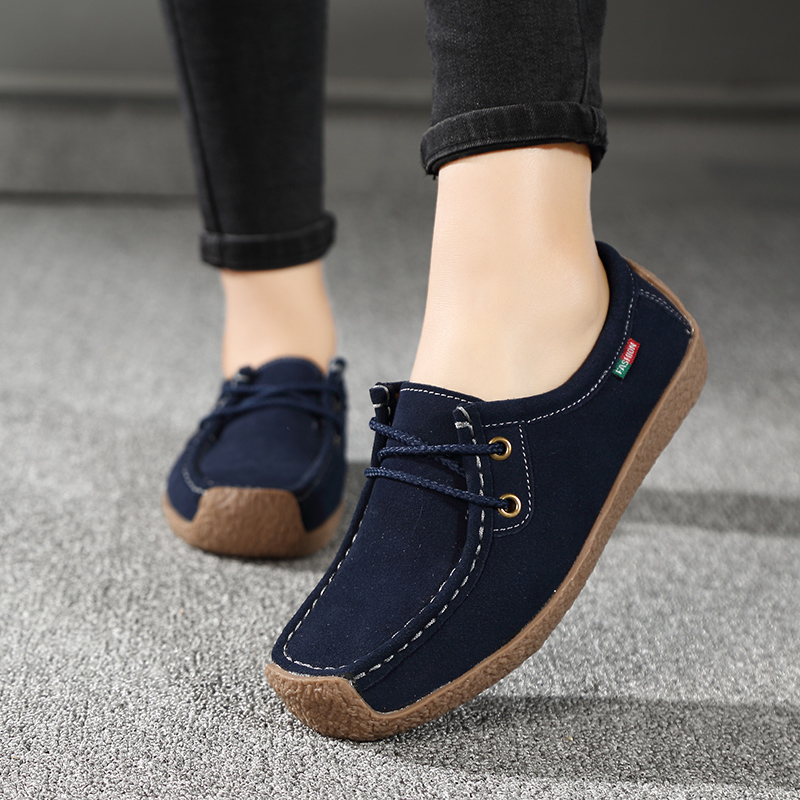 6 Colors Genuine Leather Women Slip On Flat Shoes Casual Loafers Nubuck Cow Suede Sneakers Ladies Shallow Footwear Plush Warm - Image 3