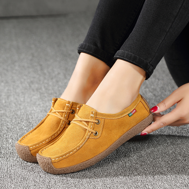 6 Colors Genuine Leather Women Slip On Flat Shoes Casual Loafers Nubuck Cow Suede Sneakers Ladies Shallow Footwear Plush Warm - Image 6