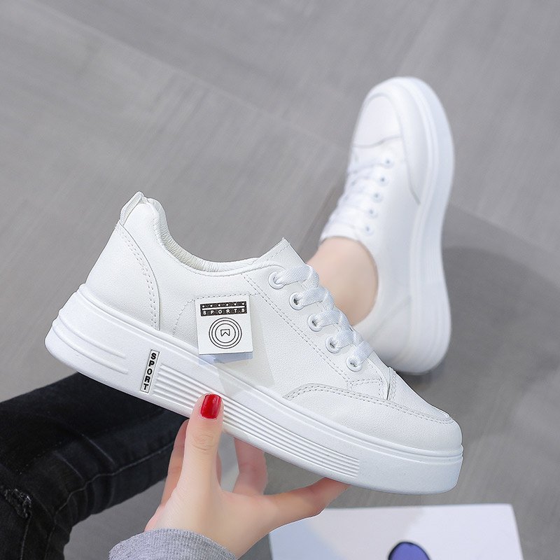 Fashion Sneakers Women's Vulcanize Shoes spring New Casual Classic White PU Leather Shoes For Women Casual White Flat Shoes - Image 5