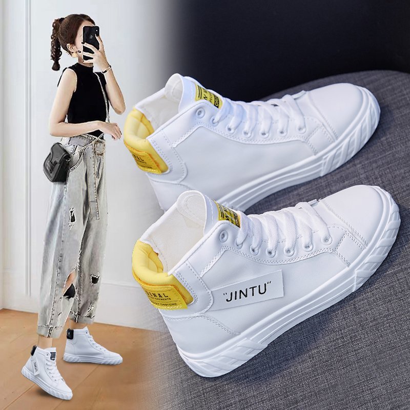 women's white sneakers high to help casual flat women's vulcanized shoes fashion Spring and Autumn sports shoes Zapatos Mujer - Image 2