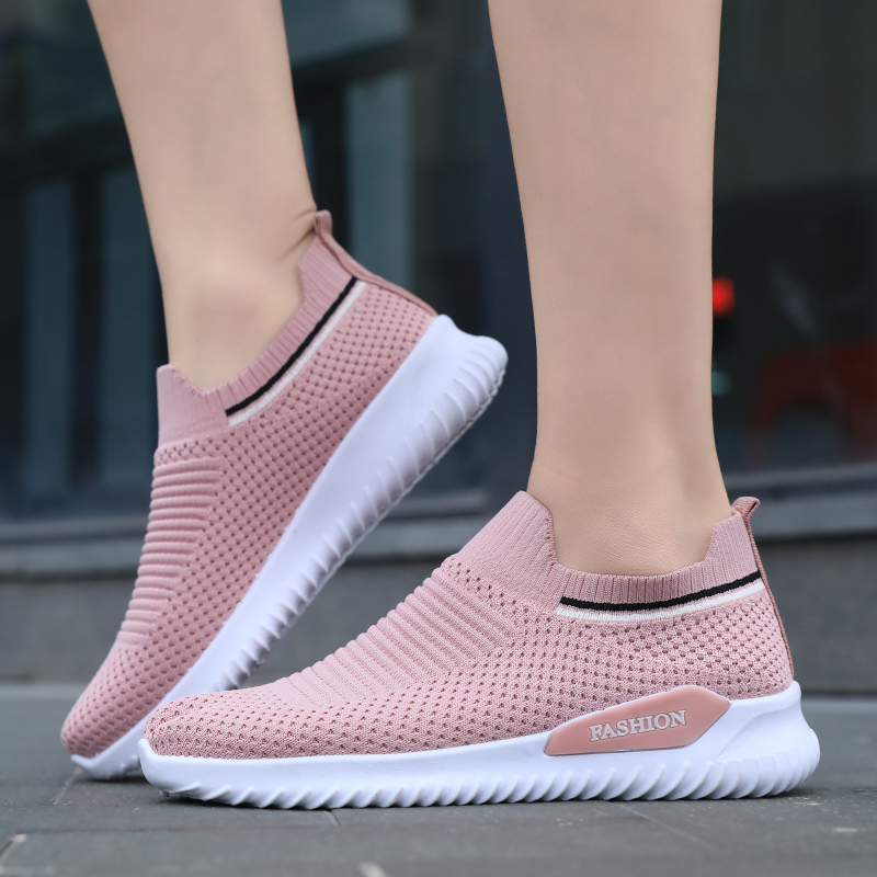 Women's Casual Vulcanized Shoes Woman Mesh Sneakers Women Knitted Flat Ladies Slip On Female Footwear Size 41 Feminino Zapatos