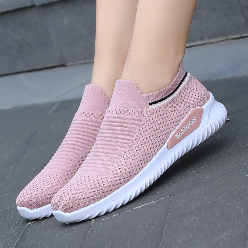 Women's Casual Vulcanized Shoes Woman Mesh Sneakers Women Knitted Flat Ladies Slip On Female Footwear Size 41 Feminino Zapatos - Image 4
