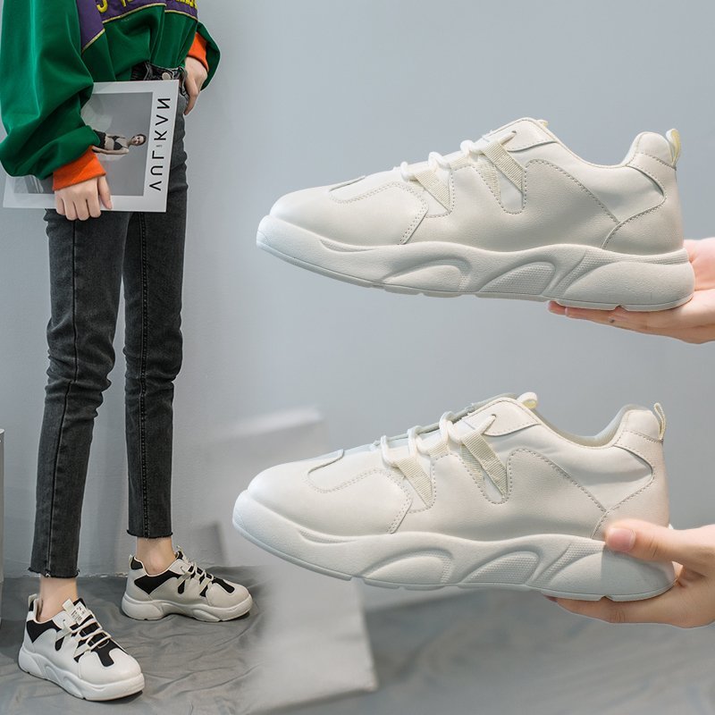 high quality White black Platform Sneakers Women Thick Bottom gang Top Shoes Woman Casual Lace Up Wedges Vulcanized Shoes Lady - Image 2