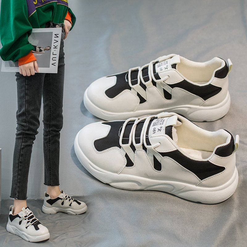 high quality White black Platform Sneakers Women Thick Bottom gang Top Shoes Woman Casual Lace Up Wedges Vulcanized Shoes Lady - Image 3